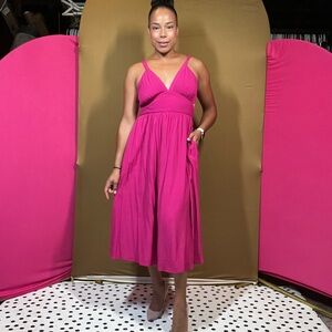 Lulu's Vibrant Pink Midi Dress
